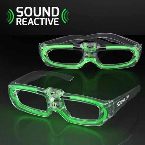 LED Light Up Sound Sensitive Party Sunglasses (Green Color, 1 Per Pack) - Glow-Paradise