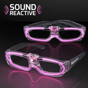 LED Light Up Sound Sensitive Party Sunglasses (Pink Color, 1 Per Pack) - Glow-Paradise