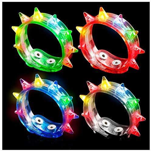 9.5 Inch Light-Up Spiky Bracelets (Assorted Colors, 12 Quantity Per Pack) - Glow-Paradise