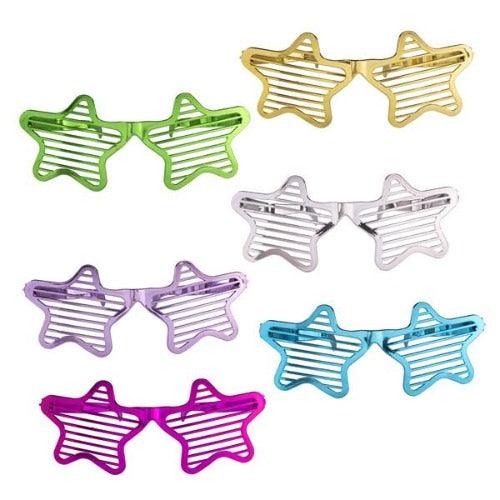 Star Shape Slotted Sunglasses (12 Quantity Per Pack) - Glow-Paradise