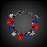 LED Light Up Patriotic Star Bead Bracelet (1 Quantity Per Pack) - Glow-Paradise