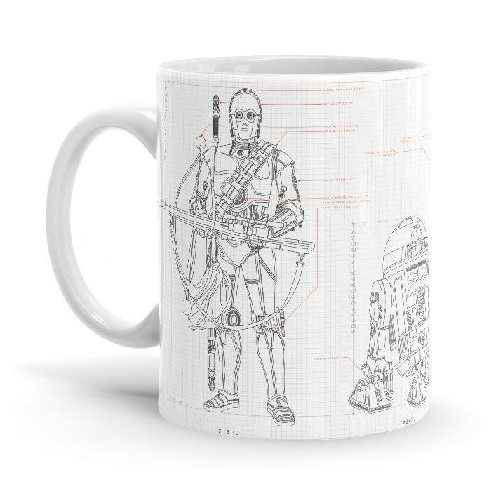 The Droids Blueprint - Star Wars Ceramic Home Kitchen Drinking Coffee Milk Mug (350ml/11oz, Made in USA) - Glow-Paradise