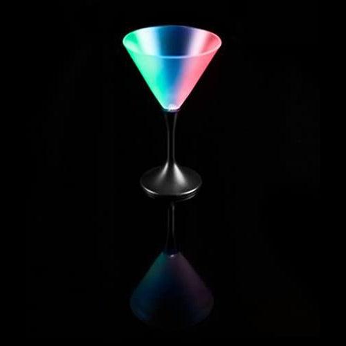 LED Light Up Flashing Martini Glass With Black Stem (Multi Color, 1 Quantity Per Pack) - Glow-Paradise