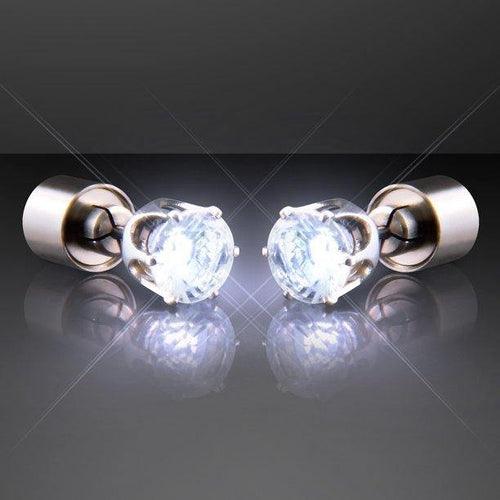 LED Light Up Diamond Shape Stud Earrings (White Color, 1 Pair Per Pack) - Glow-Paradise