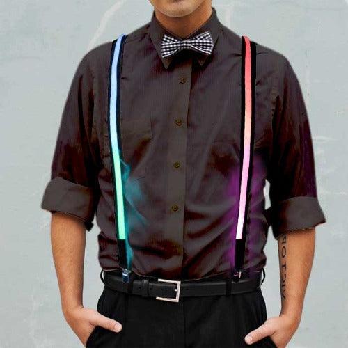 Multicolored Light Up Suspenders (Rainbow Color, 1 Per Pack) - Glow-Paradise