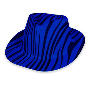 Neon Animal Print Striped Fedora Hats (Blue Color, 1 Quantity Per Pack) - Glow-Paradise