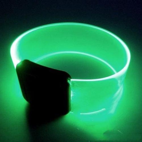 LED Light Up Clear Green Bracelets with Magnetic Clasp (Green Color, 1 Quantity Per Pack) - Glow-Paradise