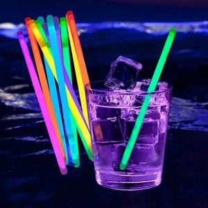 6.5 Inch Glow In The Dark Super Bright Multipurpose Drink Stirrers (Assorted Colors, 15 Stirrers Per Pack) - Glow-Paradise