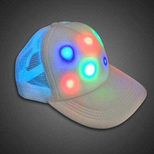 LED Light Up Cap Trucker Baseball Hat (White Color, 1 Quantity Per Pack) - Glow-Paradise