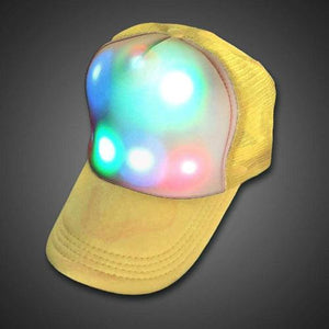 LED Light Up Cap Trucker Baseball Hat (Yellow Color, 1 Quantity Per Pack) - Glow-Paradise