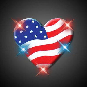 USA Heart Flashing Body Light Lapel Pins (1 Per Pack) - Glow-Paradise