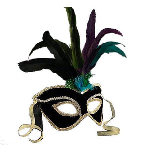 Velvet And Feather Unlit Carnival Mask (1 Mask Per Pack) - Glow-Paradise