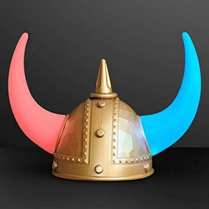 Viking Helmet with LED Light Up Horns (1 Quantity Per Pack) - Glow-Paradise