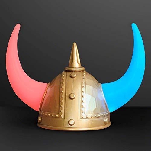 Viking Helmet with LED Light Up Horns (1 Quantity Per Pack) - Glow-Paradise