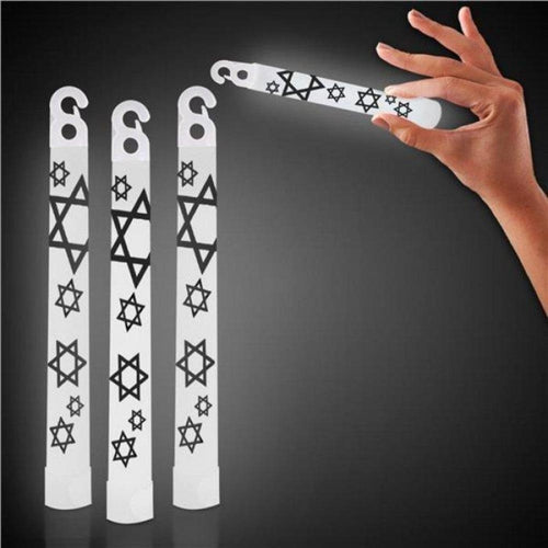 6 Inch Star of David Glow Stick (White Color, 25 Count Per Pack) - Glow-Paradise