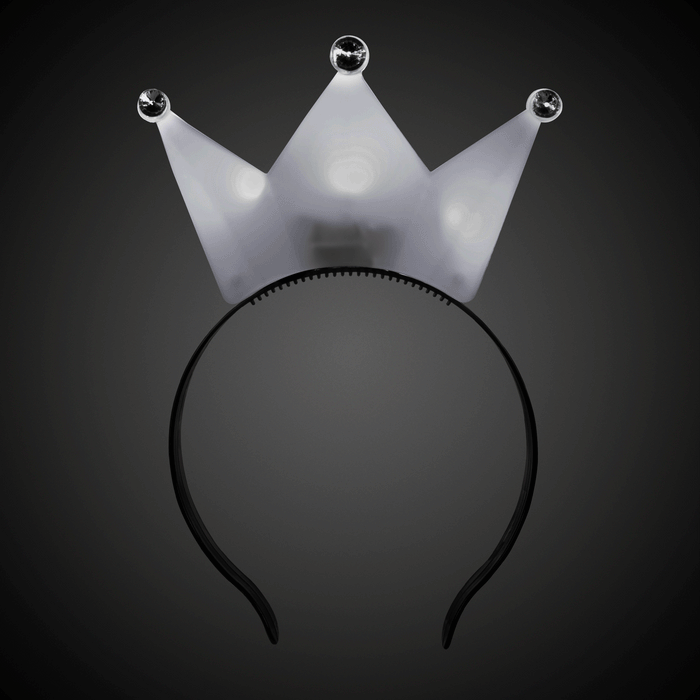 LED Light Up Crown Headband (White Color, 1 Quantity Per Pack) - Glow-Paradise