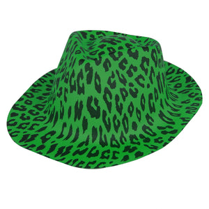 Neon Animal Print Camouflage Fedora Hats (Green Color, 1 Quantity Per Pack) - Glow-Paradise