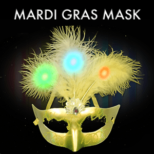 Light-Up Plume Mask (Yellow Color, 1 Mask Per Pack) - Glow-Paradise